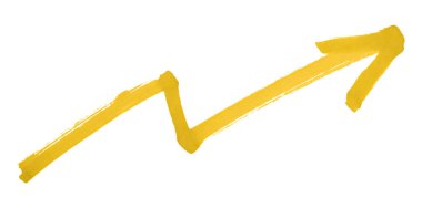 Sarı oklar beyaz arkaplanda izole edildi