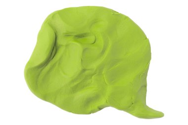 Beyaz arkaplanda yeşil konuşma kabarcığı plastikçesi izole edildi