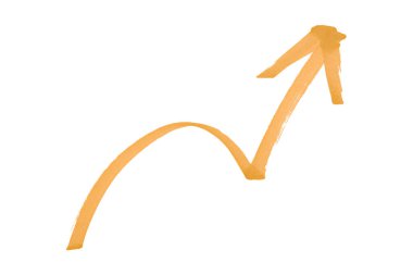 Beyaz arkaplanda turuncu oklar izole edildi