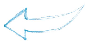 Açık mavi ok beyaz arkaplanda izole edildi.