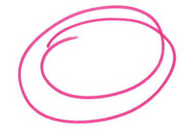 Pembe yuvarlak fırça beyaz arkaplanda izole.