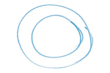 Açık mavi yuvarlak fırça beyaz arkaplanda izole.