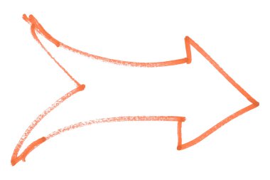 Beyaz arkaplanda turuncu ok izole edildi.