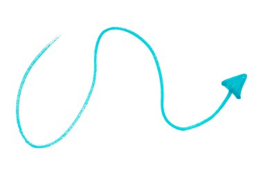 Açık mavi ok beyaz arkaplanda izole edildi.