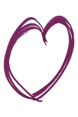 Beyaz arka planda izole edilmiş koyu mor kalpler..