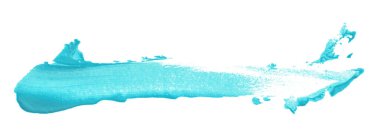 Açık mavi boya fırçası beyaz arkaplanda izole edilmiş. Suluboya