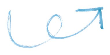 Açık mavi ok beyaz arkaplanda izole edildi.