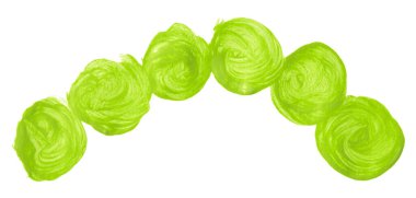 Beyaz arka planda yeşil boya fırçası var. Derin göl rengi.