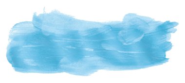 Açık mavi boya fırçası beyaz arkaplanda izole edilmiş. Suluboya