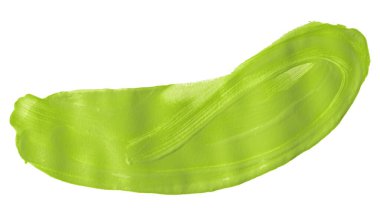 Beyaz arka planda yeşil boya fırçası var. Derin göl rengi.