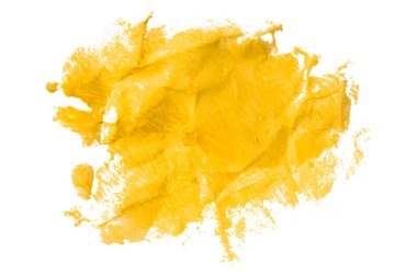 Sarı fırça beyaz arkaplanda izole edilmiş. Suluboya