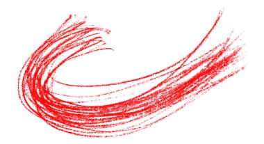 Beyaz arkaplanda kırmızı kalem darbeleri izole edildi.