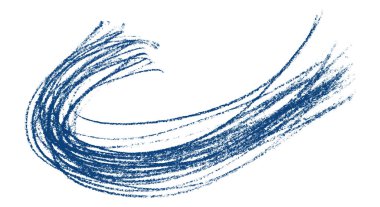 Beyaz arkaplanda mavi kalem darbeleri izole edildi.