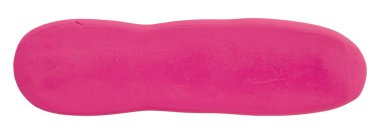 Plastik, beyaz arka planda izole edilmiş pembe bir fırçadır..