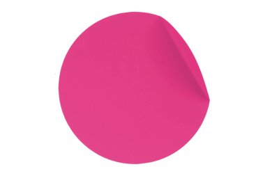 Beyaz arkaplanda parlak pembe daire etiketleri.