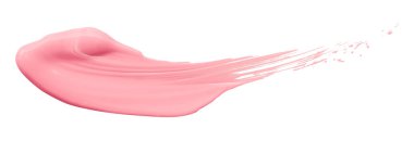 Beyaz arkaplanda farklı fırça darbelerinden parlak pembe sıvı.