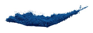 Beyaz arkaplanda mavi toz izole edildi
