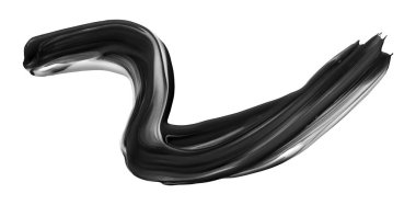 Beyaz arkaplanda farklı fırça darbelerinden parlak siyah sıvı.