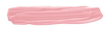 Beyaz arkaplanda farklı fırça darbelerinden parlak pembe sıvı.