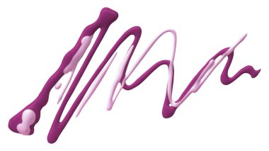 Koyu mor suluboya damlaları beyaz arkaplanda izole edilmiş zikzak şeklinde.