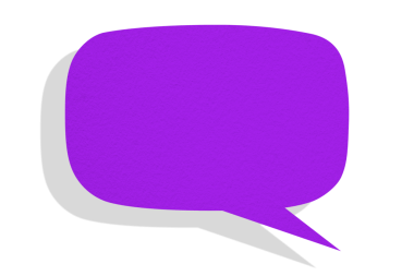 Şeffaf arkaplanda ayrılan mor kağıt konuşma baloncukları