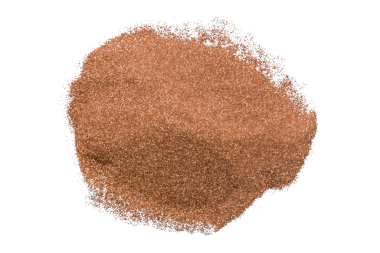 Şeffaf arkaplanda kahverengi simli toz izole edildi.