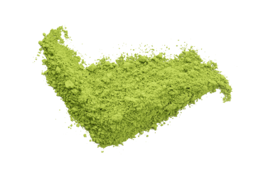 Şeffaf arkaplanda yeşil toz izole edildi.