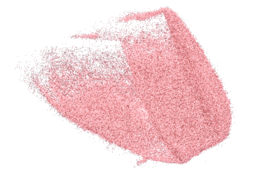 Şeffaf arkaplanda izole edilmiş pembe simli toz.