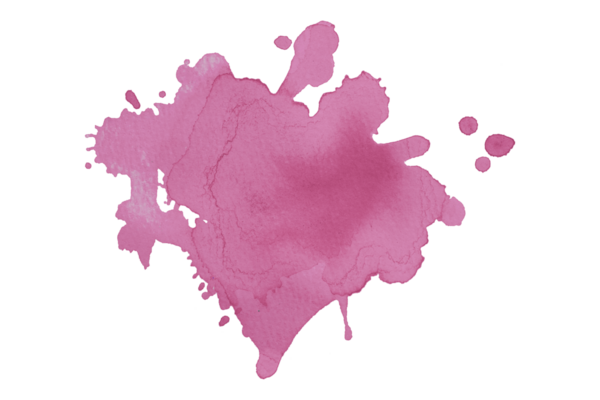 Pembe fırça boya lekesi şeffaf arkaplanda izole edildi