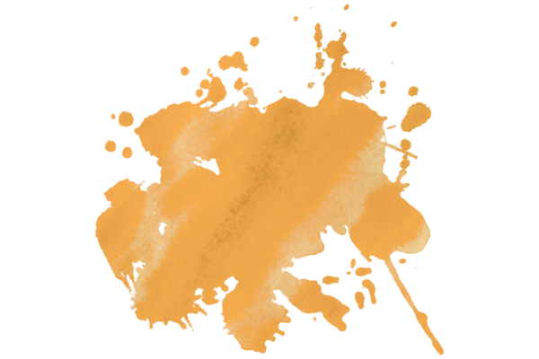 turuncu fırça boya lekesi şeffaf arkaplanda izole edildi