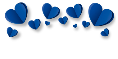 Mavi kağıt kalpler şeffaf arka planda izole edilmiş. Sevgililer Günü.