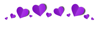 şeffaf arka planda izole edilmiş mor kağıt kalpler. Sevgililer Günü.