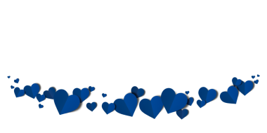 Mavi kağıt kalpler şeffaf arka planda izole edilmiş. Sevgililer Günü.