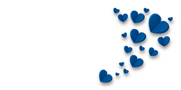 Mavi kağıt kalpler şeffaf arka planda izole edilmiş. Sevgililer Günü.