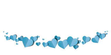 Açık mavi kağıt kalpler şeffaf arkaplanda izole edilmiş. Sevgililer Günü.