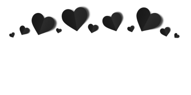 Şeffaf arka planda izole edilmiş siyah kağıt kalpler. Sevgililer Günü.