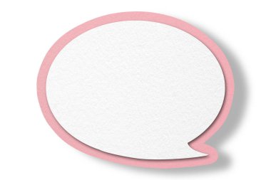 Beyaz arkaplanda ayrılan pembe kağıt konuşma baloncukları