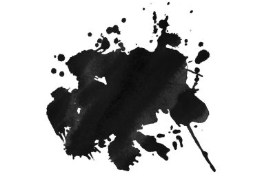 beyaz arkaplanda siyah boya fırçası lekesi