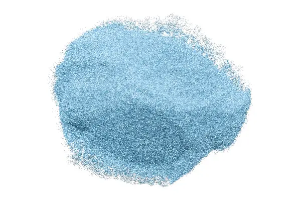 Açık mavi parıltı tozu beyaz arkaplanda izole edildi.