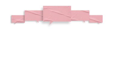 Pembe konuşma balonu buruşmuş kağıt beyaz arkaplanda izole edilmiş.