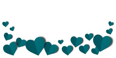 Beyaz arka planda izole edilmiş yeşil kağıt kalpler. Sevgililer Günü.