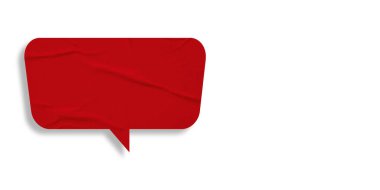 Kırmızı konuşma balonu buruşmuş kağıt beyaz arkaplanda izole edilmiş