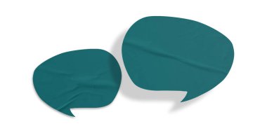 Yeşil konuşma balonu buruşmuş kağıt beyaz arkaplanda izole