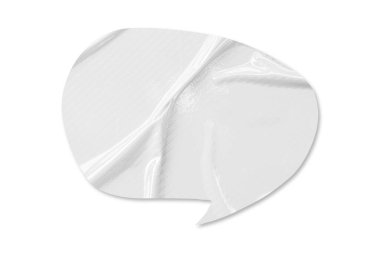 Beyaz konuşma balonu buruşmuş kağıt beyaz arkaplanda izole