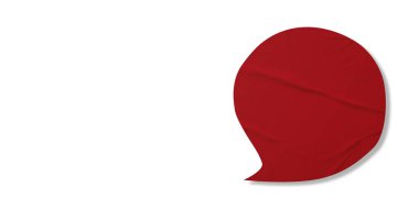 Kırmızı konuşma balonu buruşmuş kağıt beyaz arkaplanda izole edilmiş