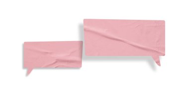 Pembe konuşma balonu buruşmuş kağıt beyaz arkaplanda izole edilmiş.