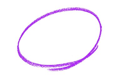 Beyaz arkaplanda izole edilmiş mor kalem vurgulama çemberi işareti