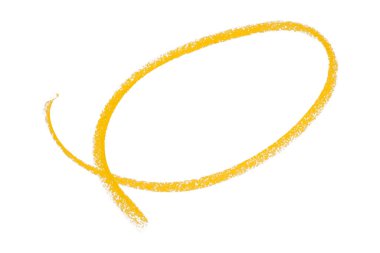 Beyaz arkaplanda izole edilmiş sarı kalem işaretli daire