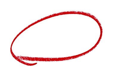 Beyaz arkaplanda izole edilmiş kırmızı kalem işaretli daire