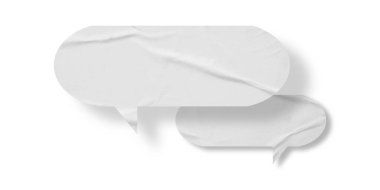 Beyaz konuşma balonu buruşmuş kağıt beyaz arkaplanda izole